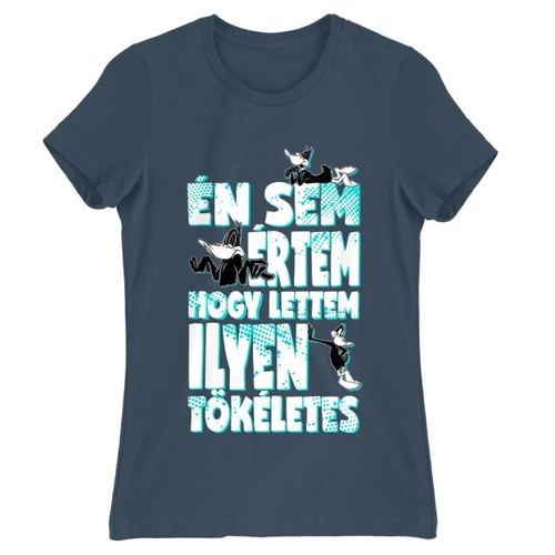 Denim Bolondos dallamok női rövid ujjú póló - Dodó Kacsa tökéletes