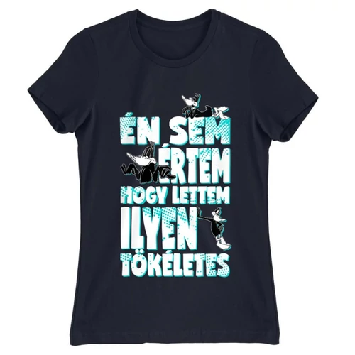 Sötétkék Bolondos dallamok női rövid ujjú póló - Dodó Kacsa tökéletes