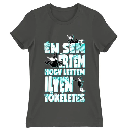 Sötétszürke Bolondos dallamok női rövid ujjú póló - Dodó Kacsa tökéletes