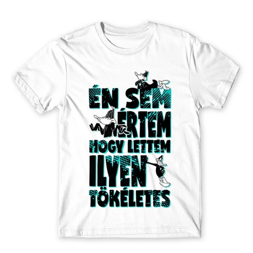 Fehér Bolondos dallamok férfi rövid ujjú póló - Dodó Kacsa tökéletes