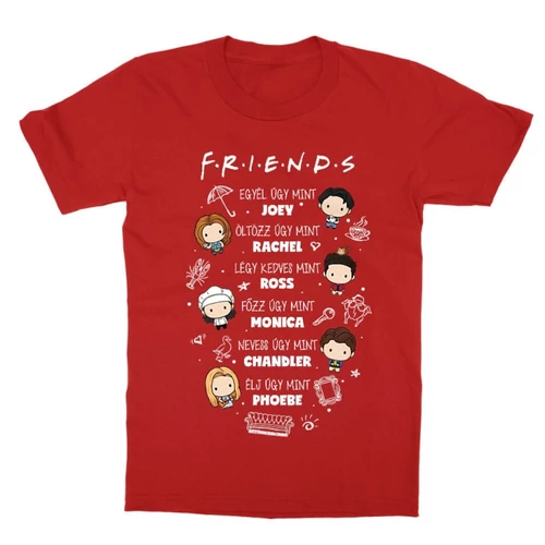 Piros Jóbarátok gyerek rövid ujjú póló - Úgy mint