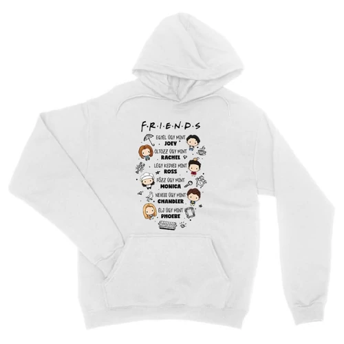 Fehér Jóbarátok unisex kapucnis pulóver - Úgy mint
