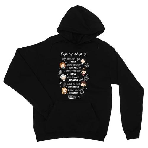 Fekete Jóbarátok unisex kapucnis pulóver - Úgy mint