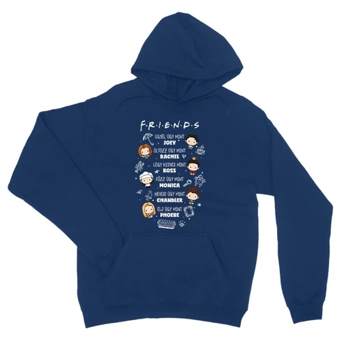 Királykék Jóbarátok unisex kapucnis pulóver - Úgy mint