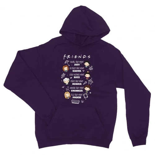 Sötétlila Jóbarátok unisex kapucnis pulóver - Úgy mint