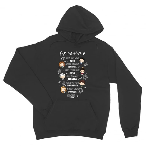 Sötétszürke Jóbarátok unisex kapucnis pulóver - Úgy mint