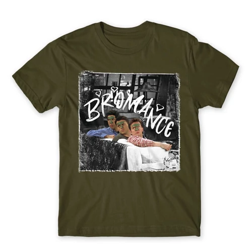 Khaki Jóbarátok férfi rövid ujjú póló - Bromance