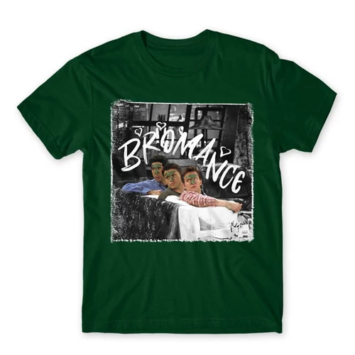 Sötétzöld Jóbarátok férfi rövid ujjú póló - Bromance