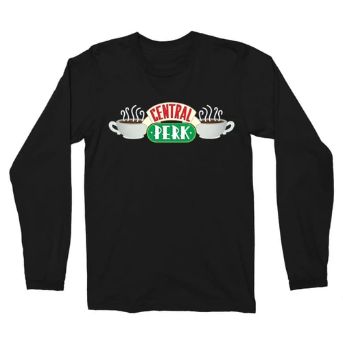 Fekete Jóbarátok férfi hosszú ujjú póló - Central Perk Logo