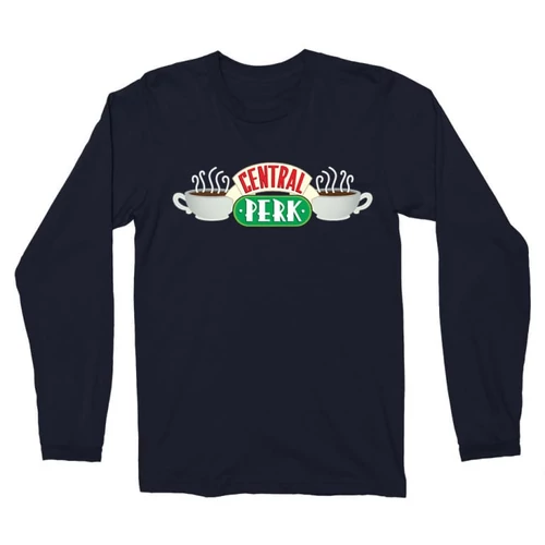 Sötétkék Jóbarátok férfi hosszú ujjú póló - Central Perk Logo