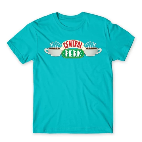 Atolkék Jóbarátok férfi rövid ujjú póló - Central Perk Logo