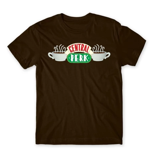 Barna Jóbarátok férfi rövid ujjú póló - Central Perk Logo