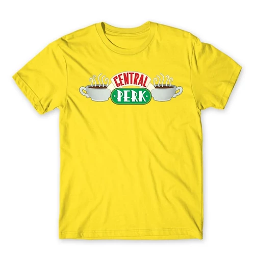 Citromsárga Jóbarátok férfi rövid ujjú póló - Central Perk Logo