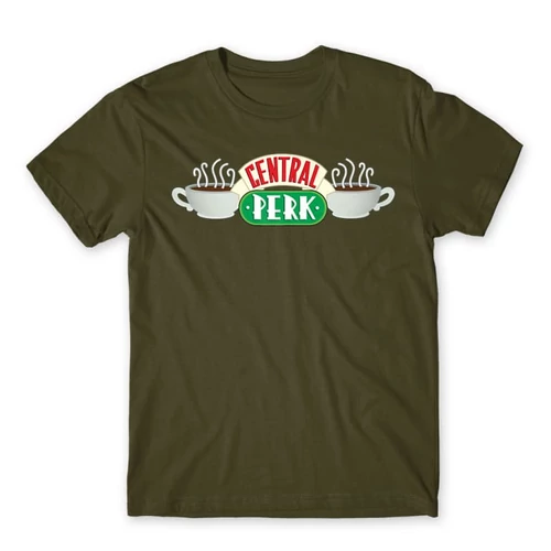 Khaki Jóbarátok férfi rövid ujjú póló - Central Perk Logo