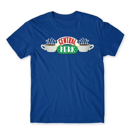 Királykék Jóbarátok férfi rövid ujjú póló - Central Perk Logo