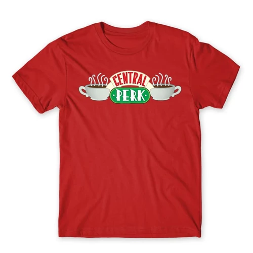 Piros Jóbarátok férfi rövid ujjú póló - Central Perk Logo