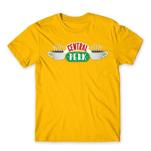Sárga Jóbarátok férfi rövid ujjú póló - Central Perk Logo