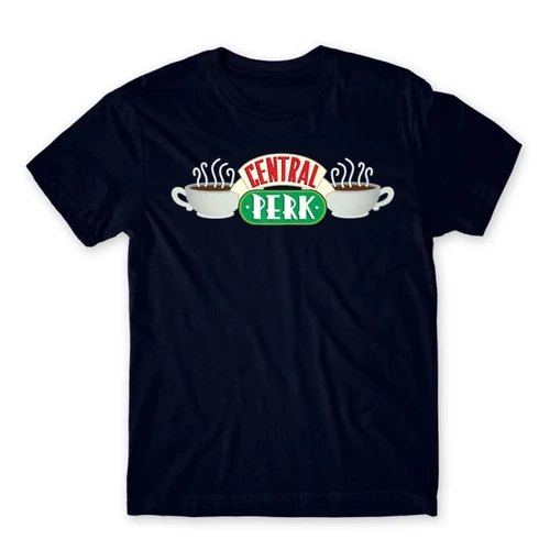 Sötétkék Jóbarátok férfi rövid ujjú póló - Central Perk Logo