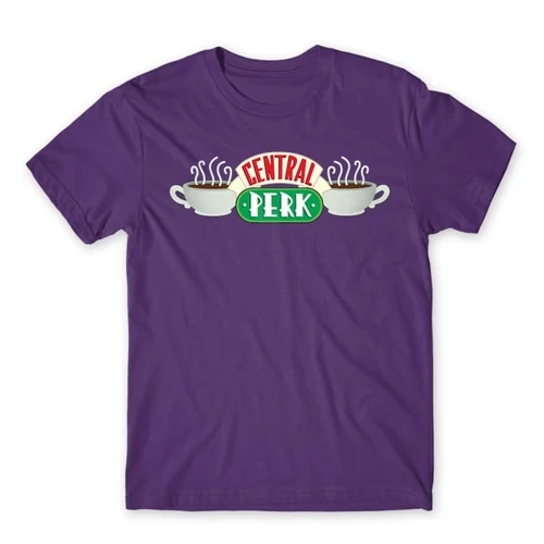 Sötétlila Jóbarátok férfi rövid ujjú póló - Central Perk Logo