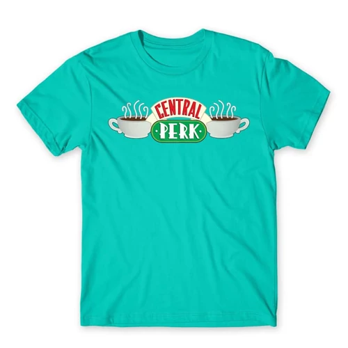Türkiz Jóbarátok férfi rövid ujjú póló - Central Perk Logo