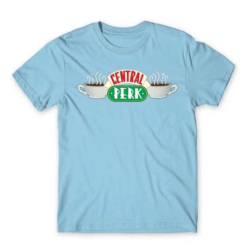 Világoskék Jóbarátok férfi rövid ujjú póló - Central Perk Logo