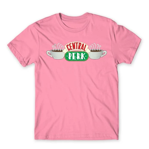 Világos rózsaszín Jóbarátok férfi rövid ujjú póló - Central Perk Logo