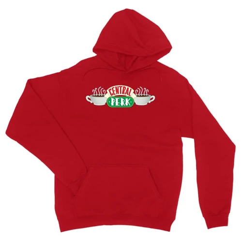 Piros Jóbarátok unisex kapucnis pulóver - Central Perk Logo