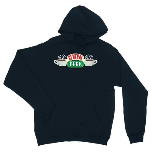 Sötétkék Jóbarátok unisex kapucnis pulóver - Central Perk Logo
