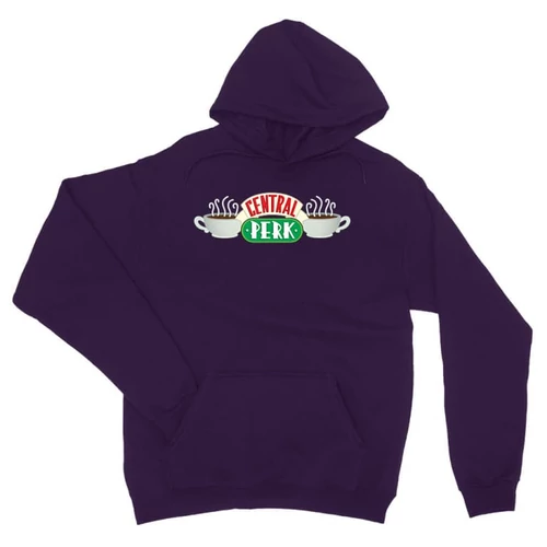 Sötétlila Jóbarátok unisex kapucnis pulóver - Central Perk Logo