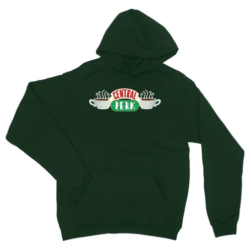 Sötétzöld Jóbarátok unisex kapucnis pulóver - Central Perk Logo