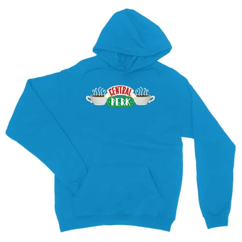 Zafírkék Jóbarátok unisex kapucnis pulóver - Central Perk Logo