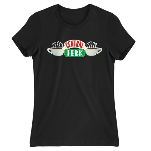 Fekete Jóbarátok női rövid ujjú póló - Central Perk Logo