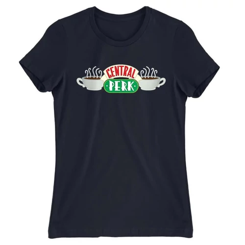 Sötétkék Jóbarátok női rövid ujjú póló - Central Perk Logo