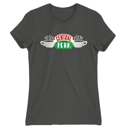 Sötétszürke Jóbarátok női rövid ujjú póló - Central Perk Logo