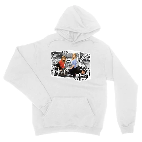 Fehér Jóbarátok kapucnis pulóver - Danger - Unagi
