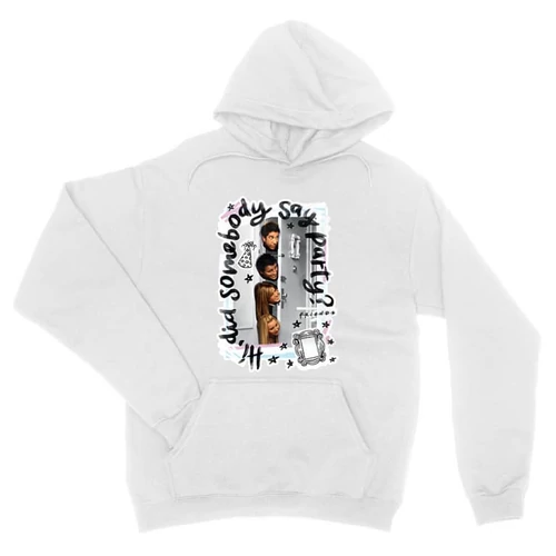 Fehér Jóbarátok unisex kapucnis pulóver - Did somebody say party?