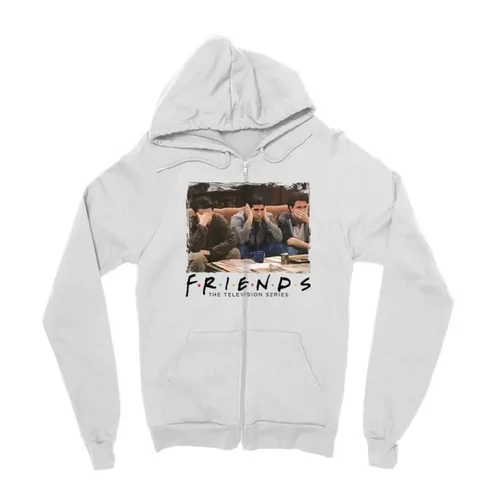 Fehér Jóbarátok zipzáros pulóver - Don’t see don’t hear don’t speak