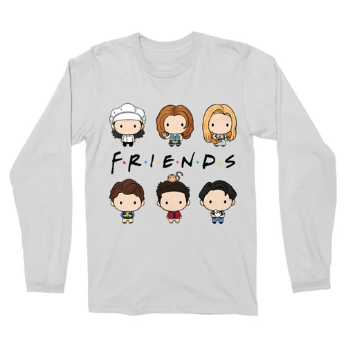 Fehér Jóbarátok férfi hosszú ujjú póló - Friends chibi group