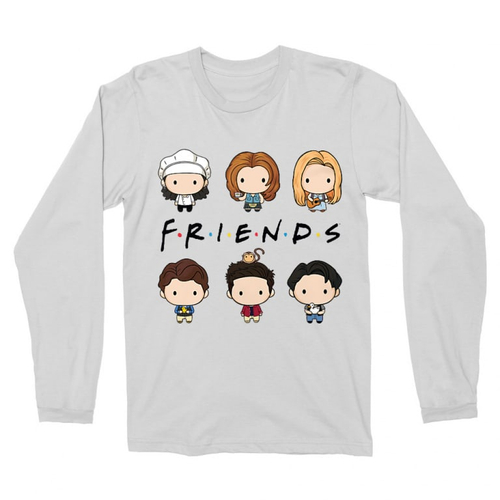 Fehér Jóbarátok férfi hosszú ujjú póló - Friends chibi group
