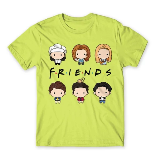 Almazöld Jóbarátok férfi rövid ujjú póló - Friends chibi group