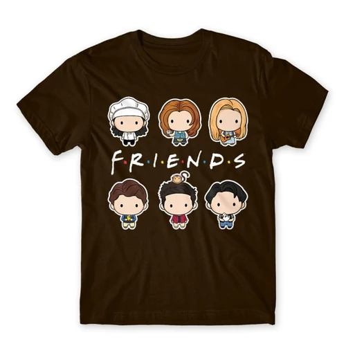 Barna Jóbarátok férfi rövid ujjú póló - Friends chibi group