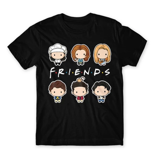 Fekete Jóbarátok férfi rövid ujjú póló - Friends chibi group