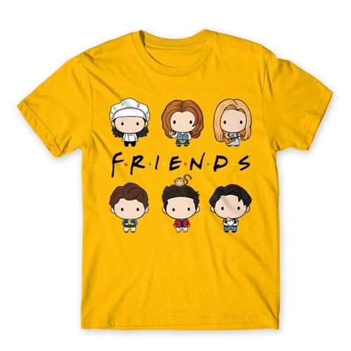 Sárga Jóbarátok férfi rövid ujjú póló - Friends chibi group
