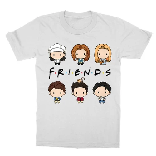 Fehér Jóbarátok gyerek rövid ujjú póló - Friends chibi group