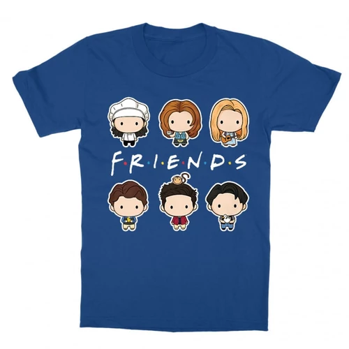 Királykék Jóbarátok gyerek rövid ujjú póló - Friends chibi group