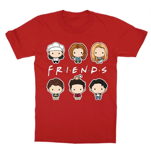 Piros Jóbarátok gyerek rövid ujjú póló - Friends chibi group