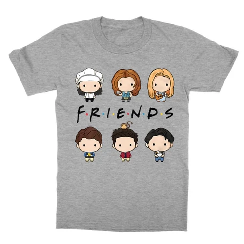 Sportszürke Jóbarátok gyerek rövid ujjú póló - Friends chibi group