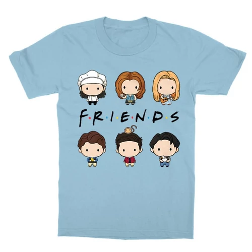 Világoskék Jóbarátok gyerek rövid ujjú póló - Friends chibi group