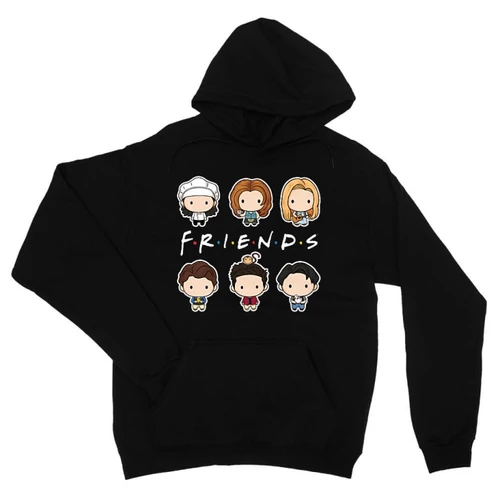 Fekete Jóbarátok kapucnis pulóver - Friends chibi group