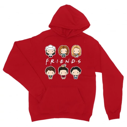 Piros Jóbarátok kapucnis pulóver - Friends chibi group